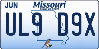MO license plate UL9D9X