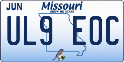 MO license plate UL9E0C