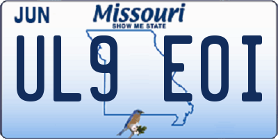 MO license plate UL9E0I