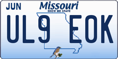 MO license plate UL9E0K