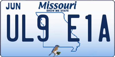 MO license plate UL9E1A