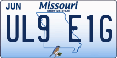 MO license plate UL9E1G