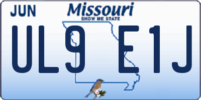 MO license plate UL9E1J