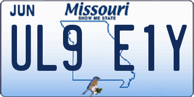 MO license plate UL9E1Y