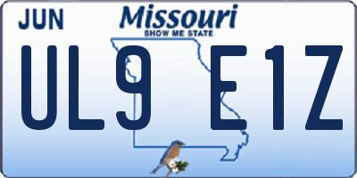 MO license plate UL9E1Z
