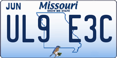 MO license plate UL9E3C