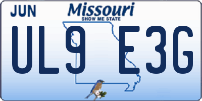 MO license plate UL9E3G
