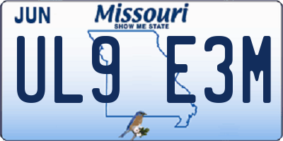 MO license plate UL9E3M