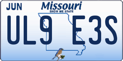 MO license plate UL9E3S