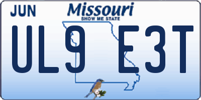 MO license plate UL9E3T