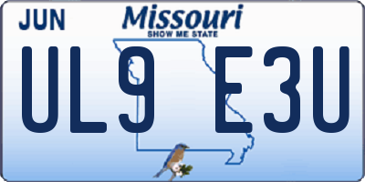 MO license plate UL9E3U