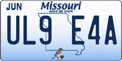 MO license plate UL9E4A