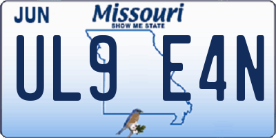 MO license plate UL9E4N