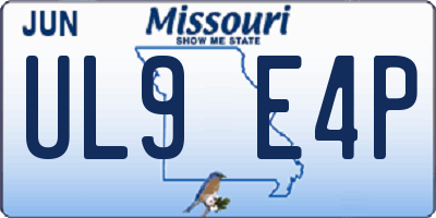 MO license plate UL9E4P