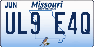 MO license plate UL9E4Q