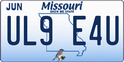 MO license plate UL9E4U