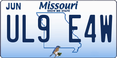 MO license plate UL9E4W