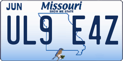 MO license plate UL9E4Z