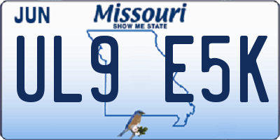 MO license plate UL9E5K