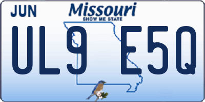 MO license plate UL9E5Q