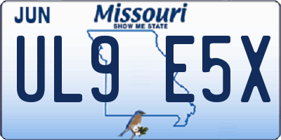 MO license plate UL9E5X