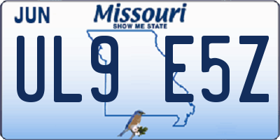 MO license plate UL9E5Z