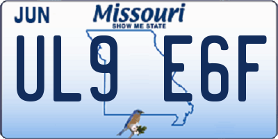 MO license plate UL9E6F