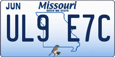 MO license plate UL9E7C