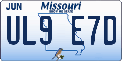 MO license plate UL9E7D