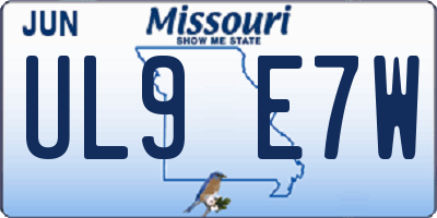 MO license plate UL9E7W