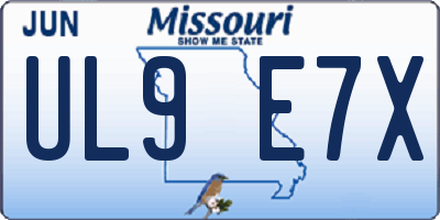 MO license plate UL9E7X