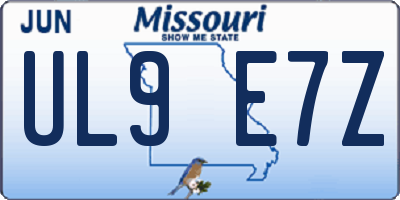 MO license plate UL9E7Z