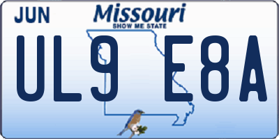 MO license plate UL9E8A