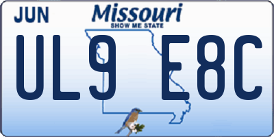 MO license plate UL9E8C