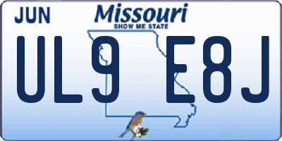 MO license plate UL9E8J