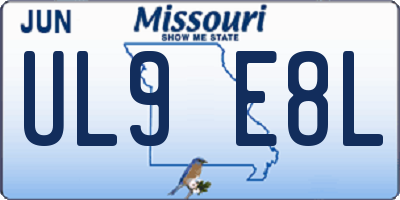 MO license plate UL9E8L