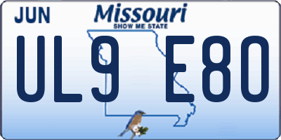 MO license plate UL9E8O