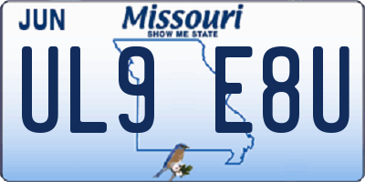 MO license plate UL9E8U