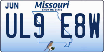 MO license plate UL9E8W