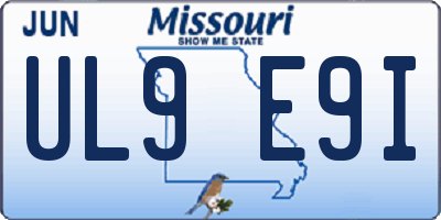 MO license plate UL9E9I