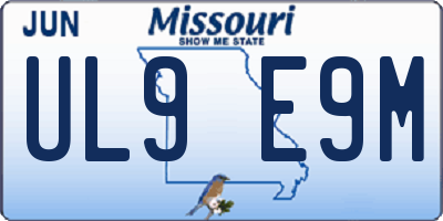 MO license plate UL9E9M