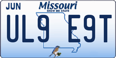 MO license plate UL9E9T