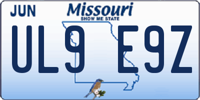 MO license plate UL9E9Z