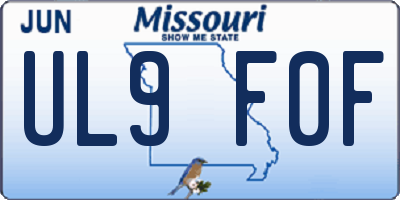 MO license plate UL9F0F