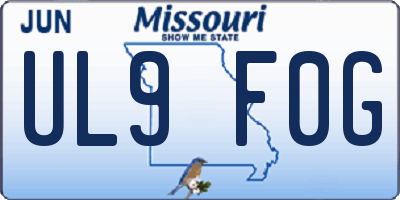 MO license plate UL9F0G