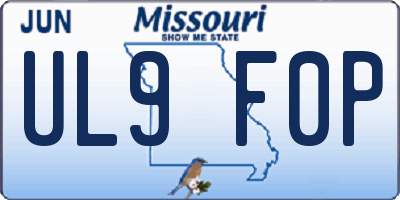 MO license plate UL9F0P