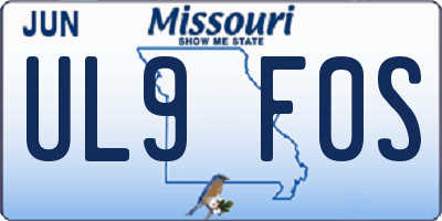 MO license plate UL9F0S