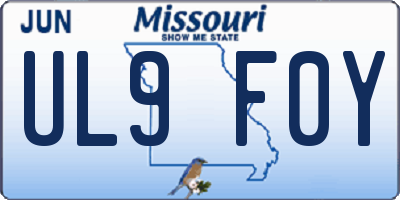 MO license plate UL9F0Y