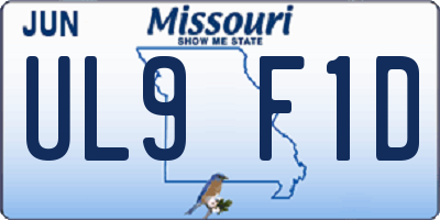 MO license plate UL9F1D