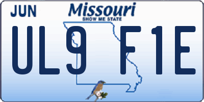 MO license plate UL9F1E